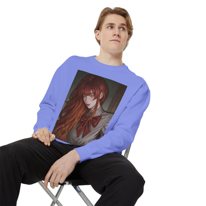 Anime Red-Headed Girl Sweatshirt — Gothic Schoolgirl Art Pullover