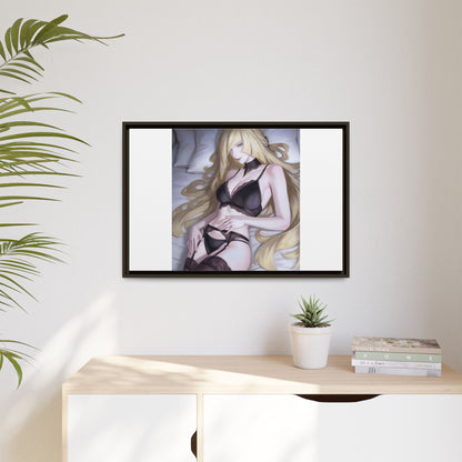 Framed Matte Canvas Print — Sleepy Blonde Anime Pinup