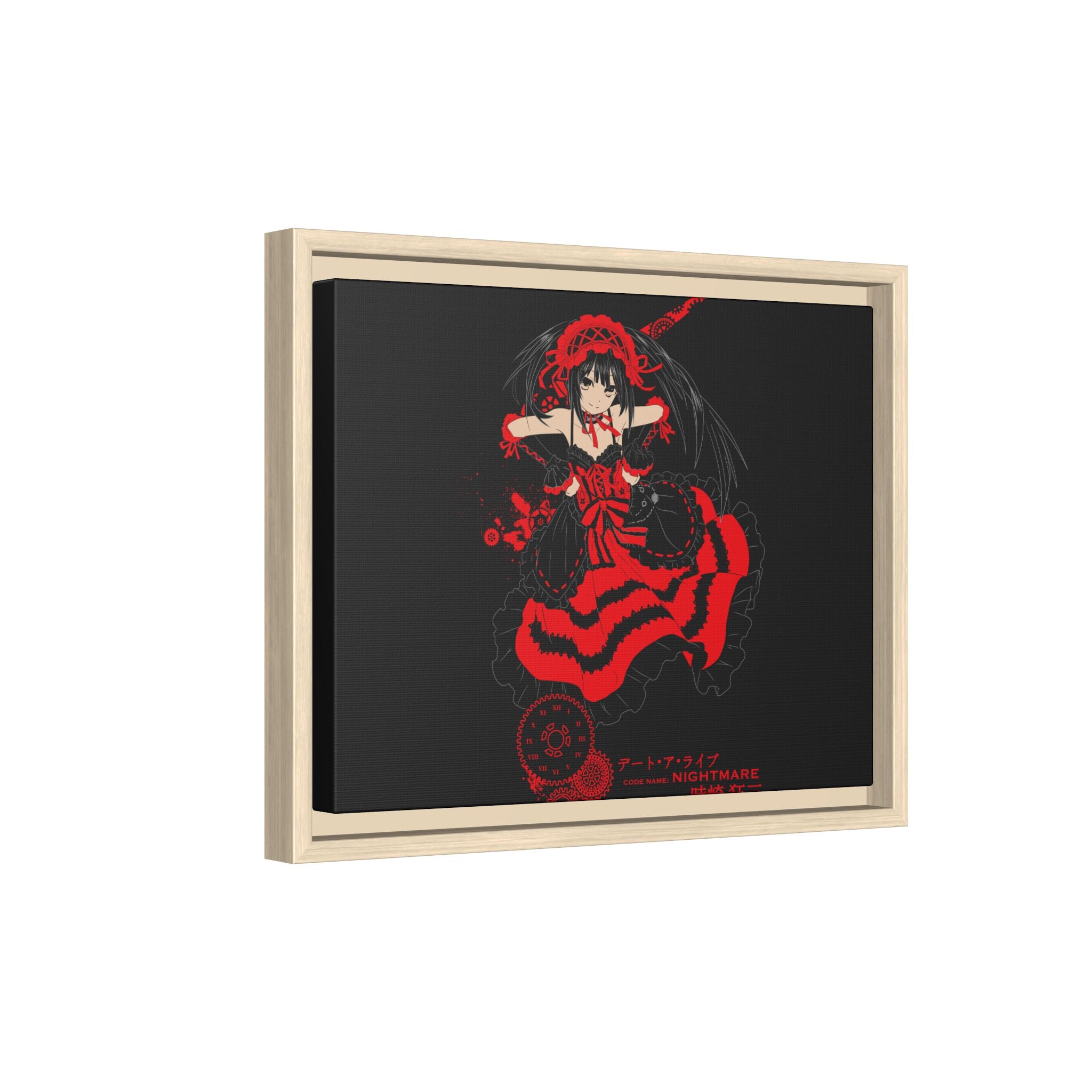 Anime Warrior Red Black Matte Canvas Print — Framed Wall Art