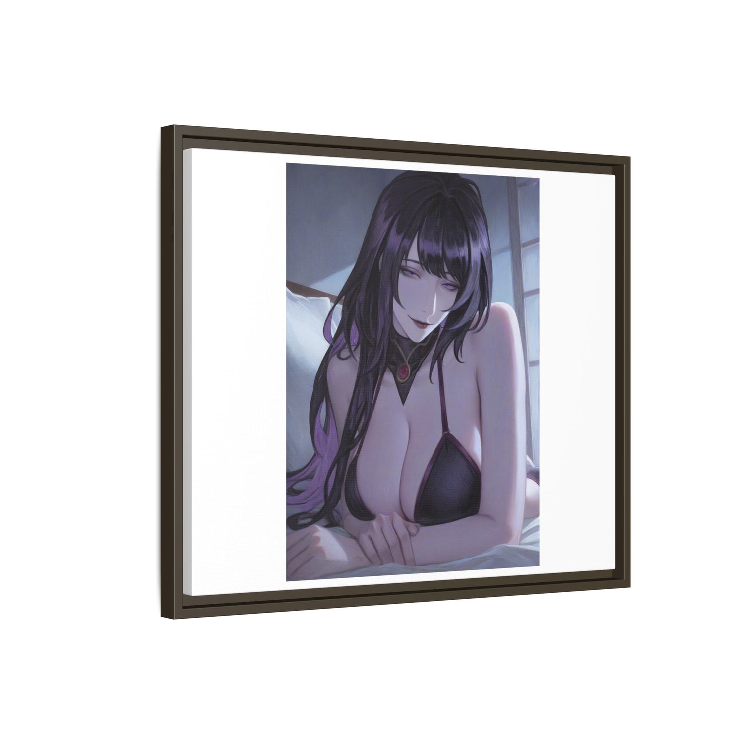Framed Matte Canvas Print — Moody Anime Woman Portrait