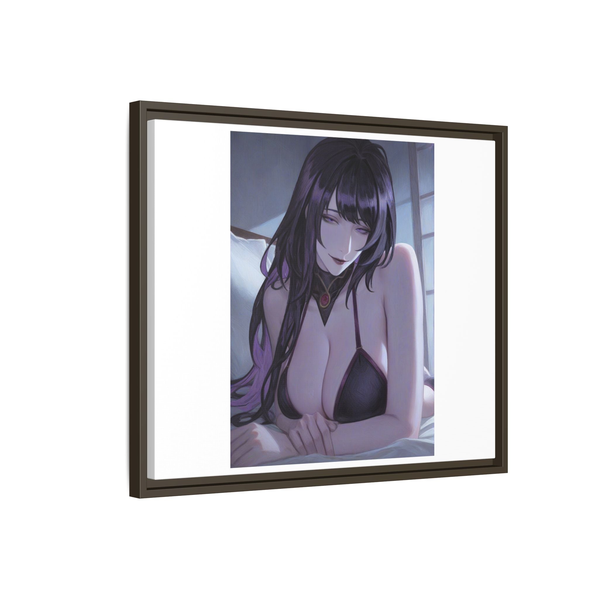 Framed Matte Canvas Print — Moody Anime Woman Portrait