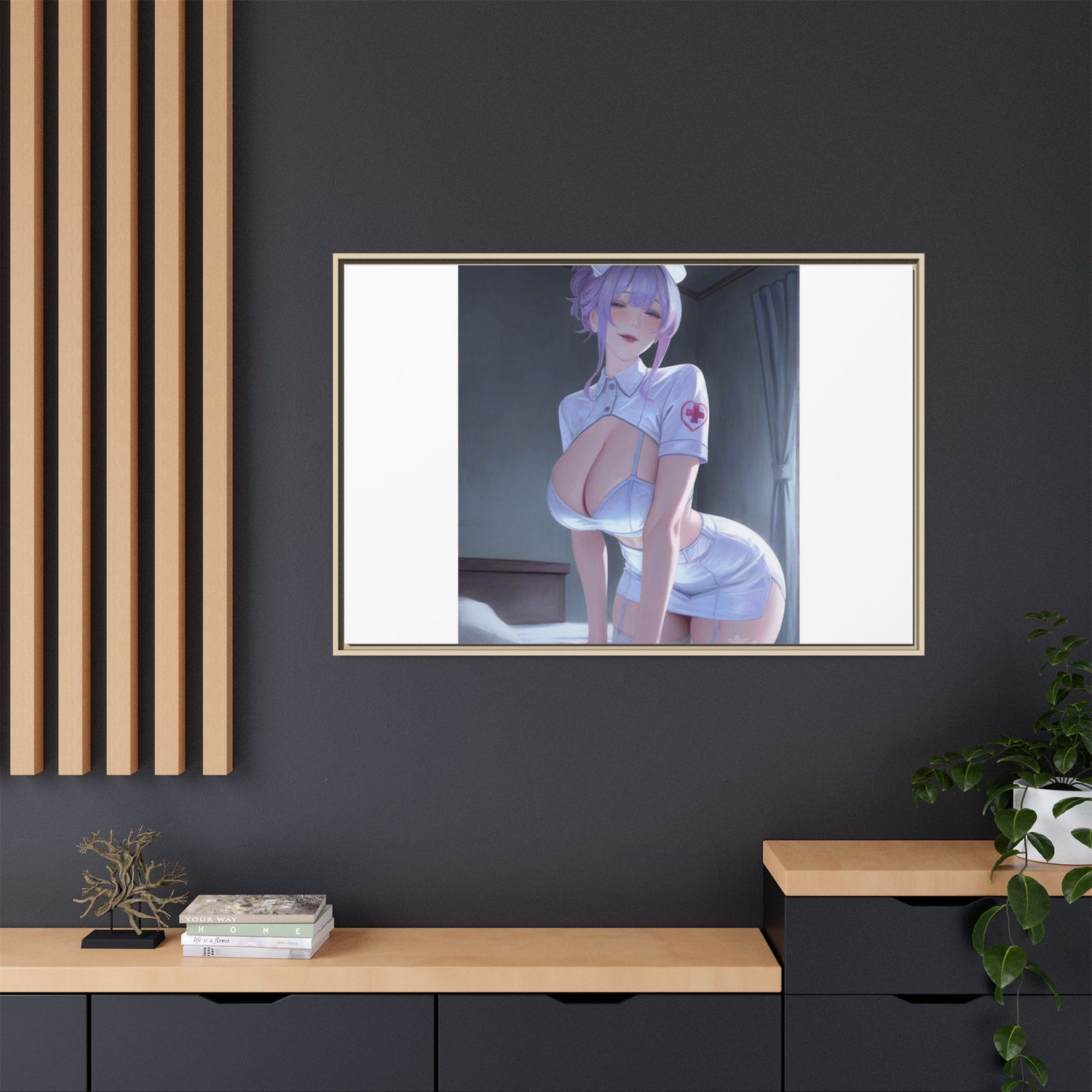 Sexy Anime Nurse Matte Canvas Print (Framed)