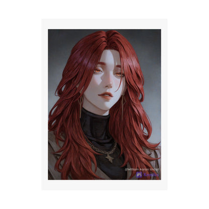Red-Haired Muse Matte Vertical Poster — Moody Portrait Art Print