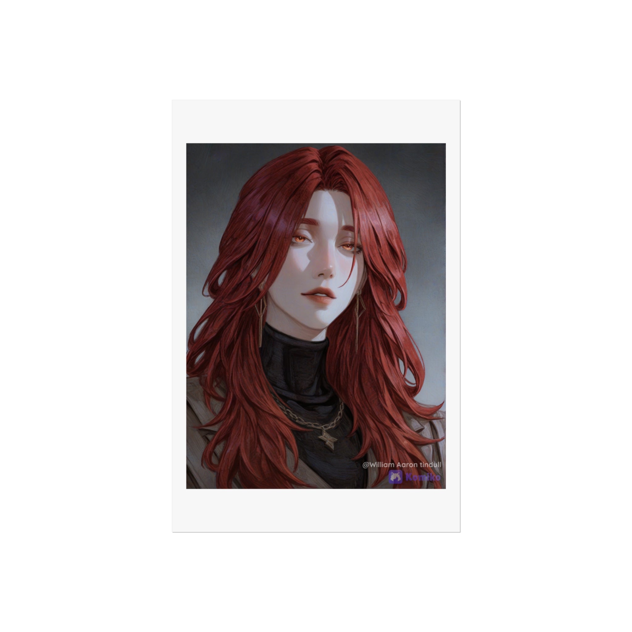 Fine Art Poster — Red-Haired Gothic Portrait, Moody Decorative Wall Art