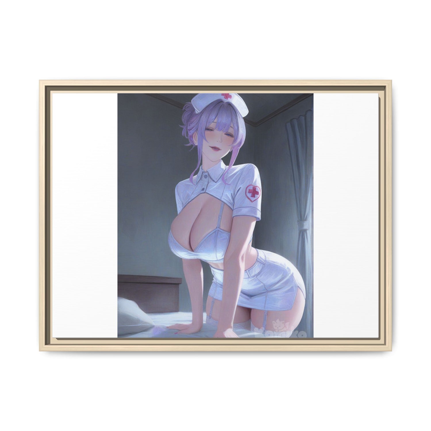 Sexy Anime Nurse Matte Canvas Print (Framed)