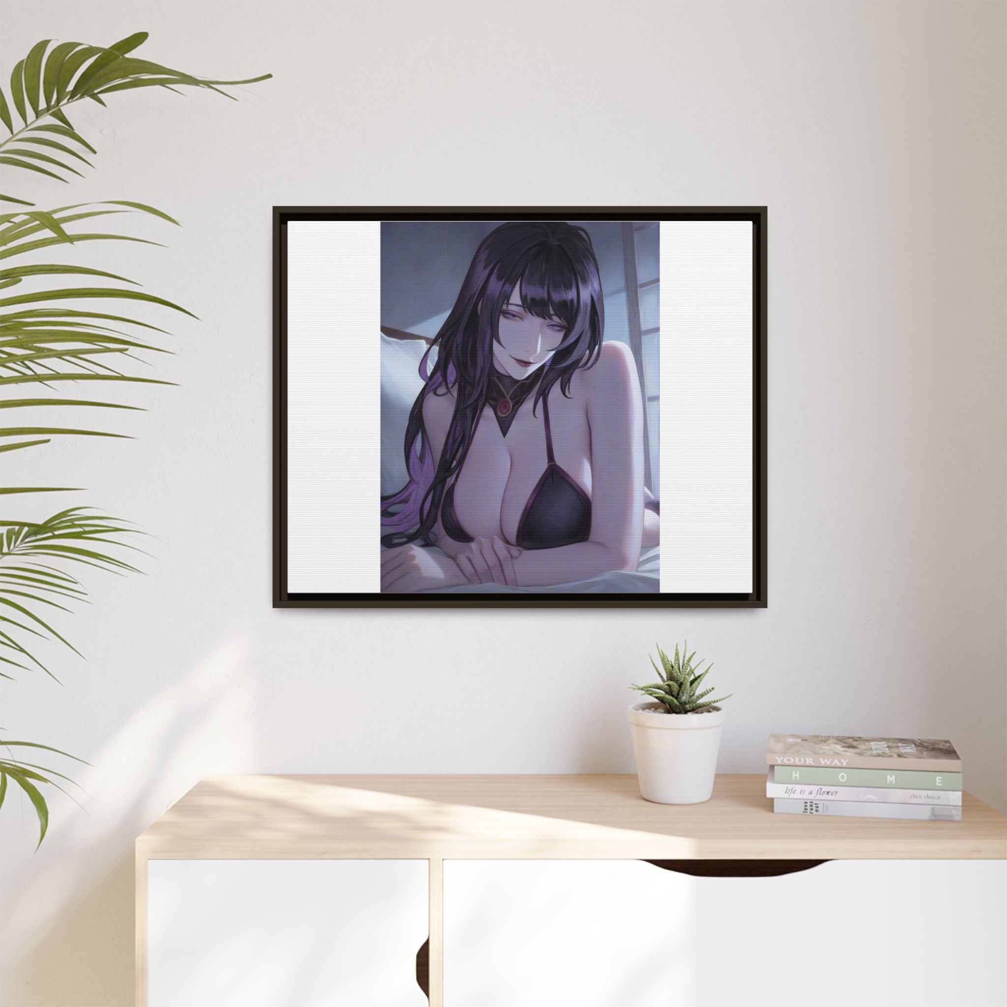 Framed Matte Canvas Print — Moody Anime Woman Portrait