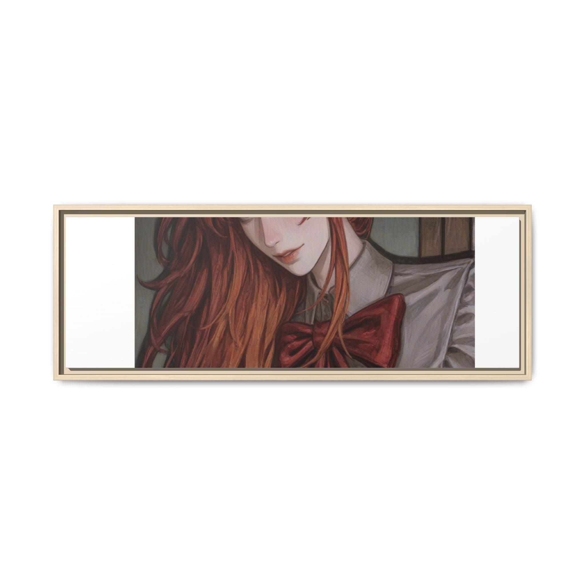 Framed Matte Canvas Print — Moody Red-Headed Anime Girl Art