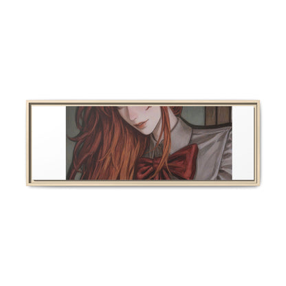 Framed Matte Canvas Print — Moody Red-Headed Anime Girl Art