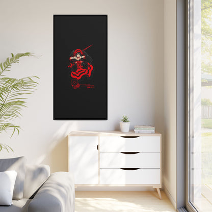 Anime Warrior Red Black Matte Canvas Print — Framed Wall Art