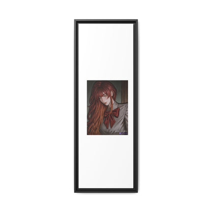 Framed Matte Canvas Print — Moody Red-Headed Anime Girl Art