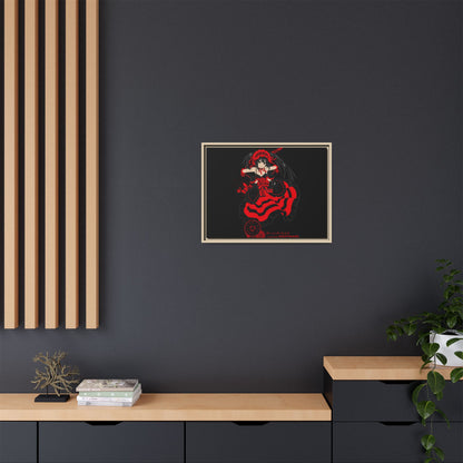 Anime Warrior Red Black Matte Canvas Print — Framed Wall Art