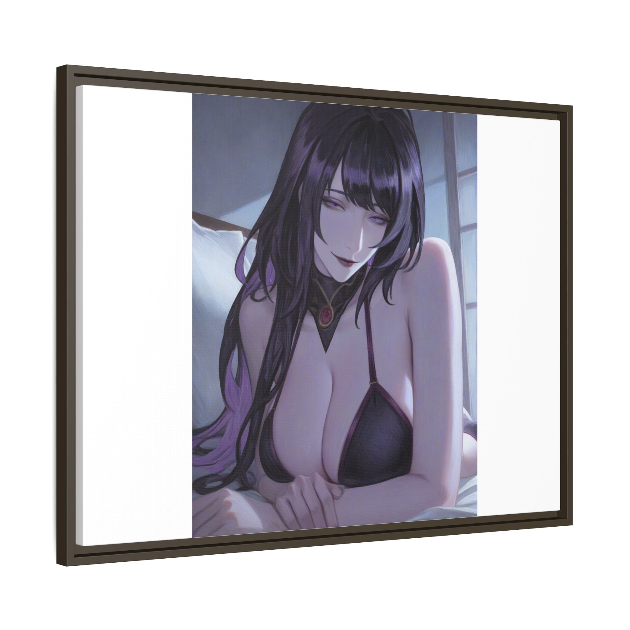 Framed Matte Canvas Print — Moody Anime Woman Portrait