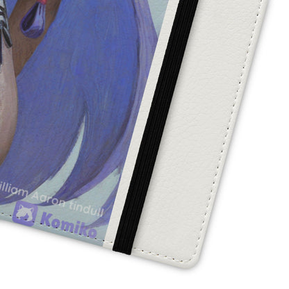 Anime Bunny Girl Flip Case - Purple Long-Haired Character Phone Wallet