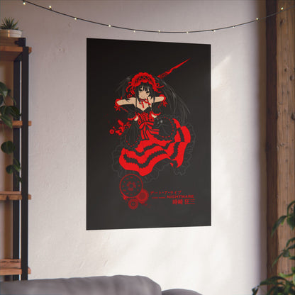 Anime Gothic Poster — Red &amp; Black Kurumi Nightcore Matte Vertical Print