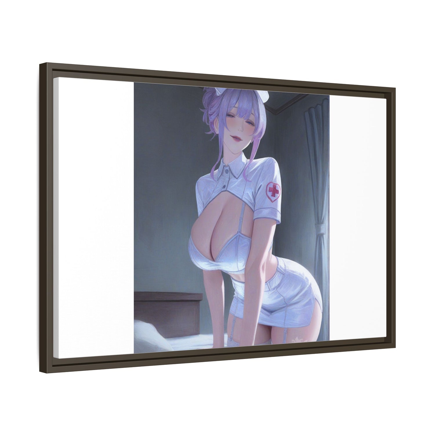 Sexy Anime Nurse Matte Canvas Print (Framed)