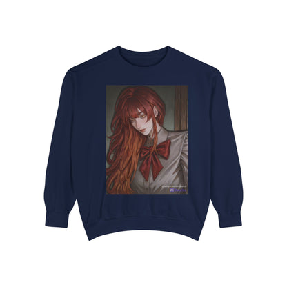 Anime Red-Headed Girl Sweatshirt — Gothic Schoolgirl Art Pullover