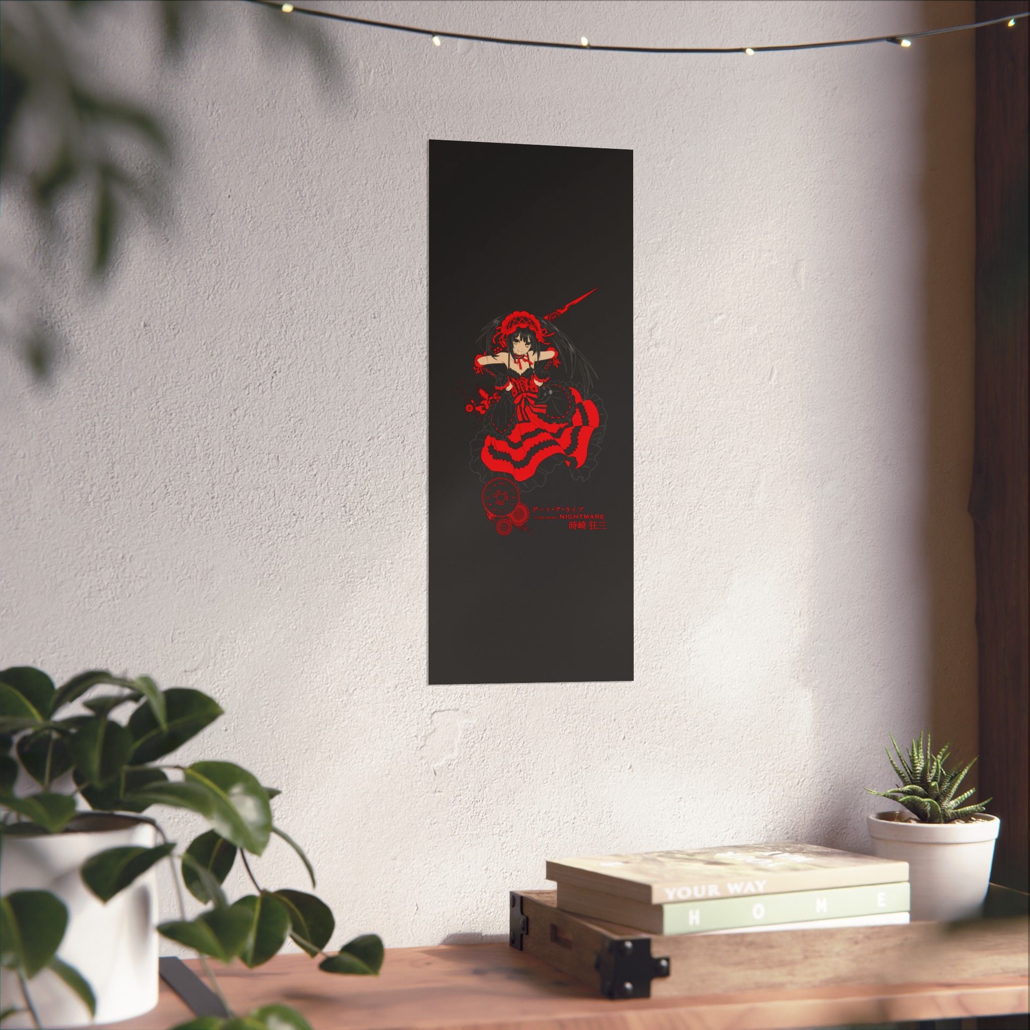 Anime Gothic Poster — Red &amp; Black Kurumi Nightcore Matte Vertical Print