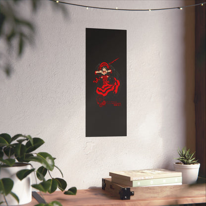 Anime Gothic Poster — Red &amp; Black Kurumi Nightcore Matte Vertical Print