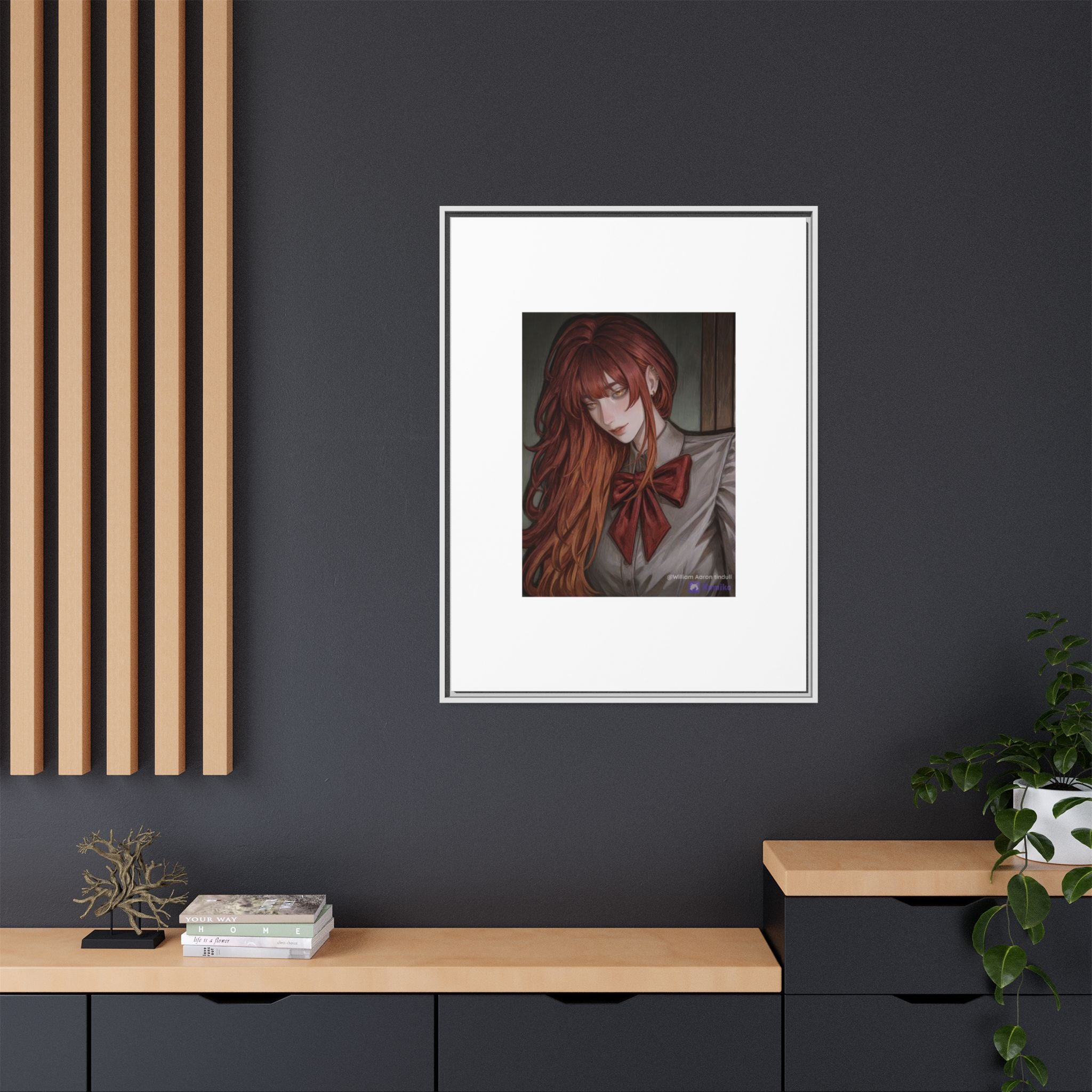 Framed Matte Canvas Print — Gothic Redhead Portrait
