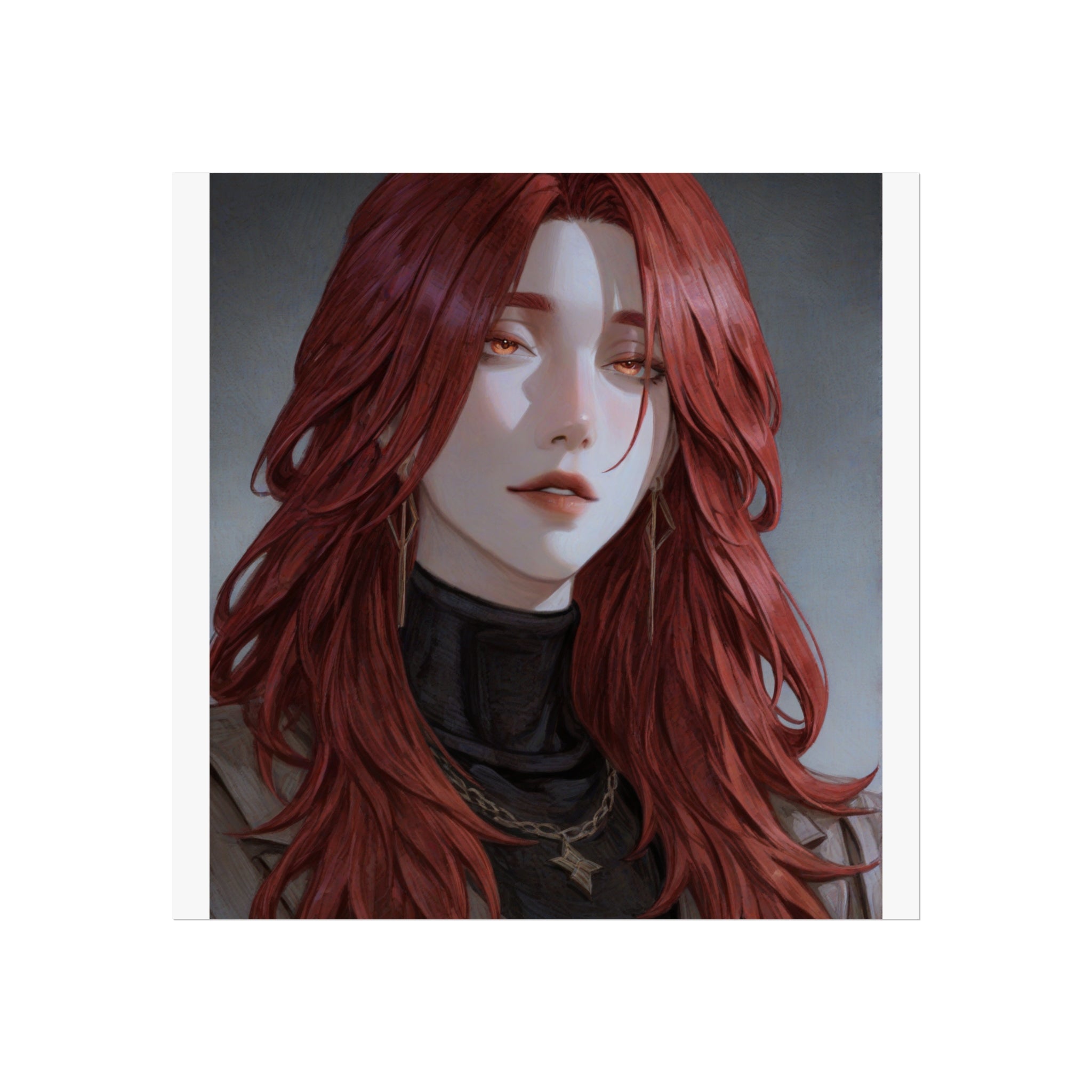 Fine Art Poster — Red-Haired Gothic Portrait, Moody Decorative Wall Art