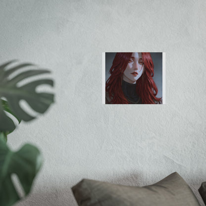 Fine Art Poster — Red-Haired Gothic Portrait, Moody Decorative Wall Art