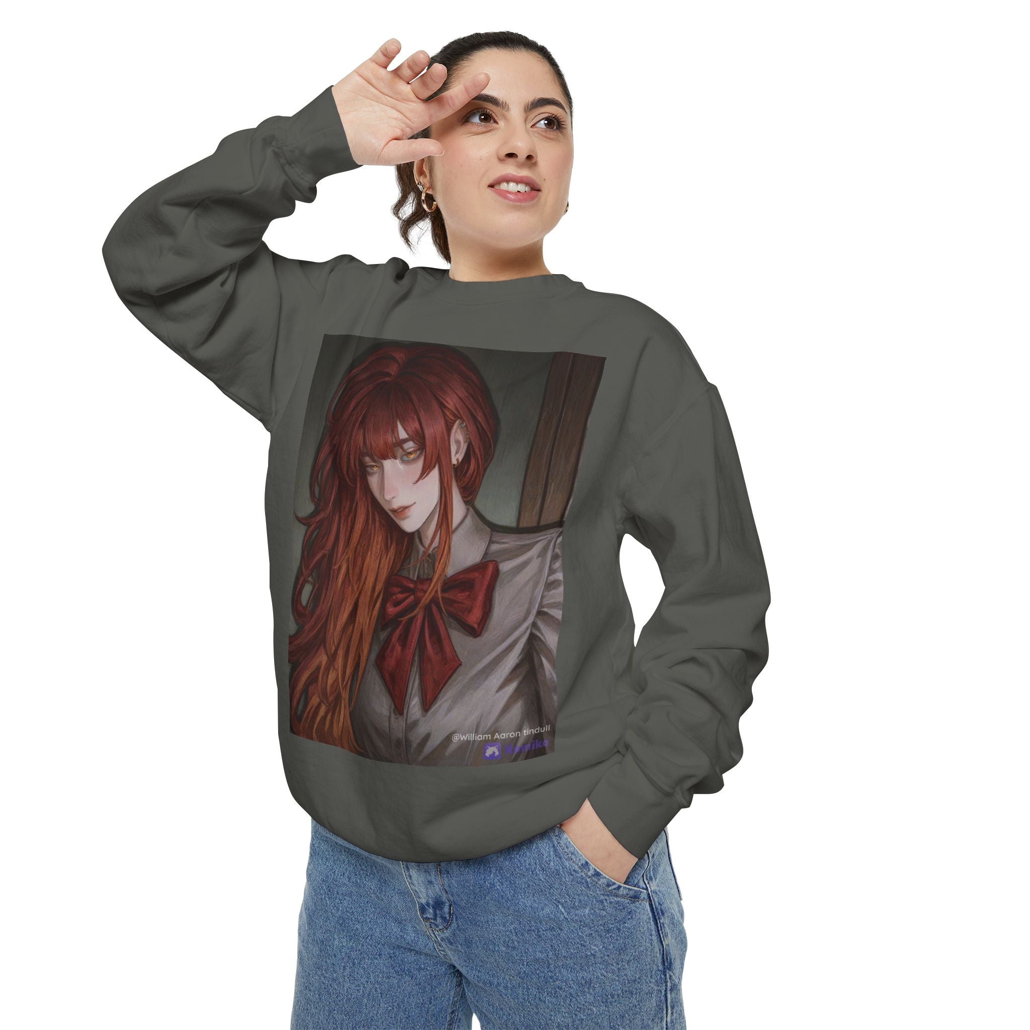 Anime Red-Headed Girl Sweatshirt — Gothic Schoolgirl Art Pullover