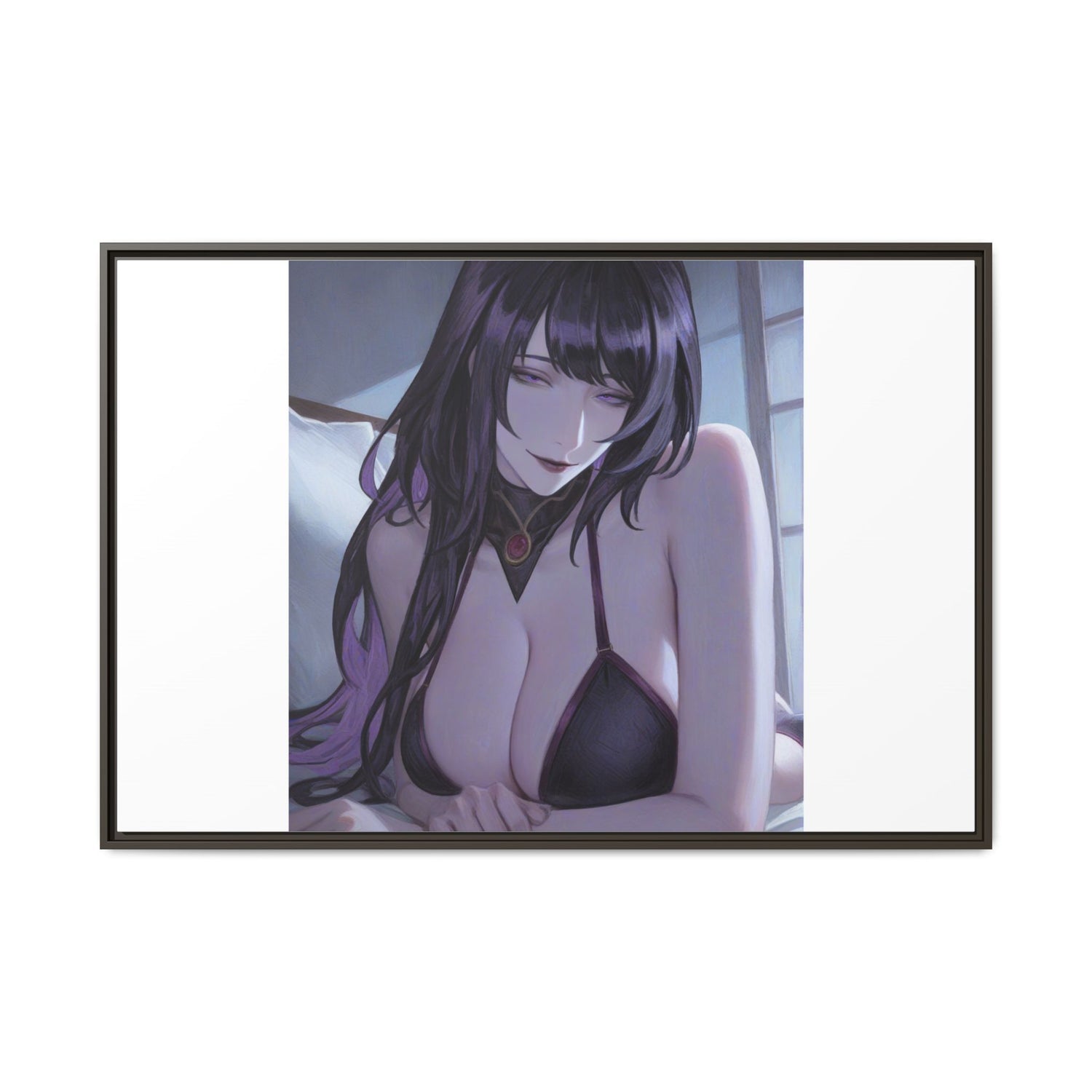Framed Matte Canvas Print — Moody Anime Woman Portrait