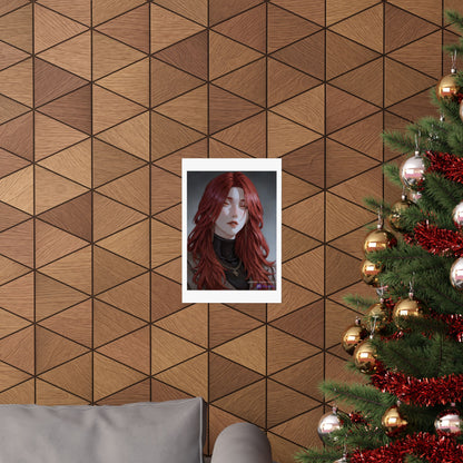 Red-Haired Muse Matte Vertical Poster — Moody Portrait Art Print