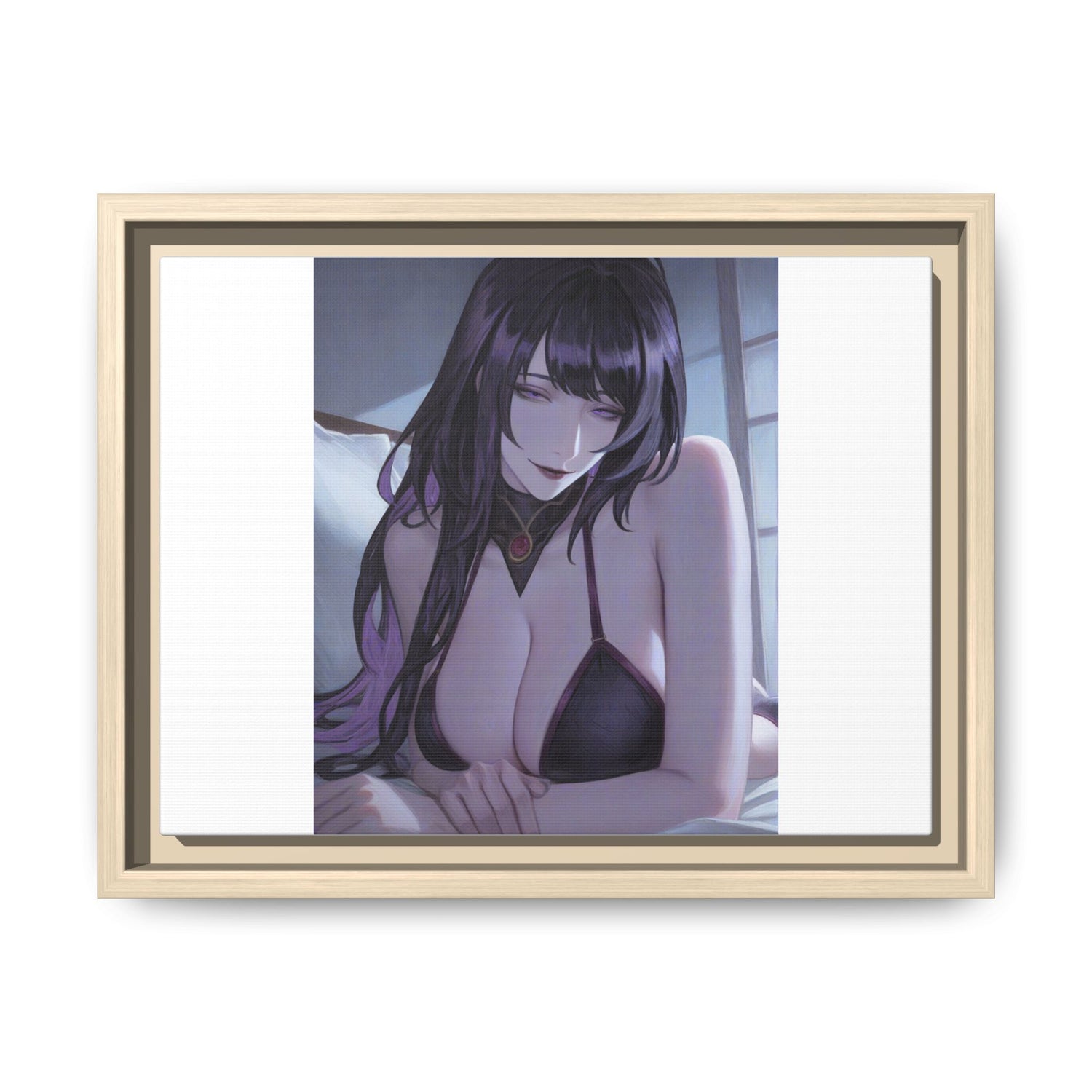 Framed Matte Canvas Print — Moody Anime Woman Portrait