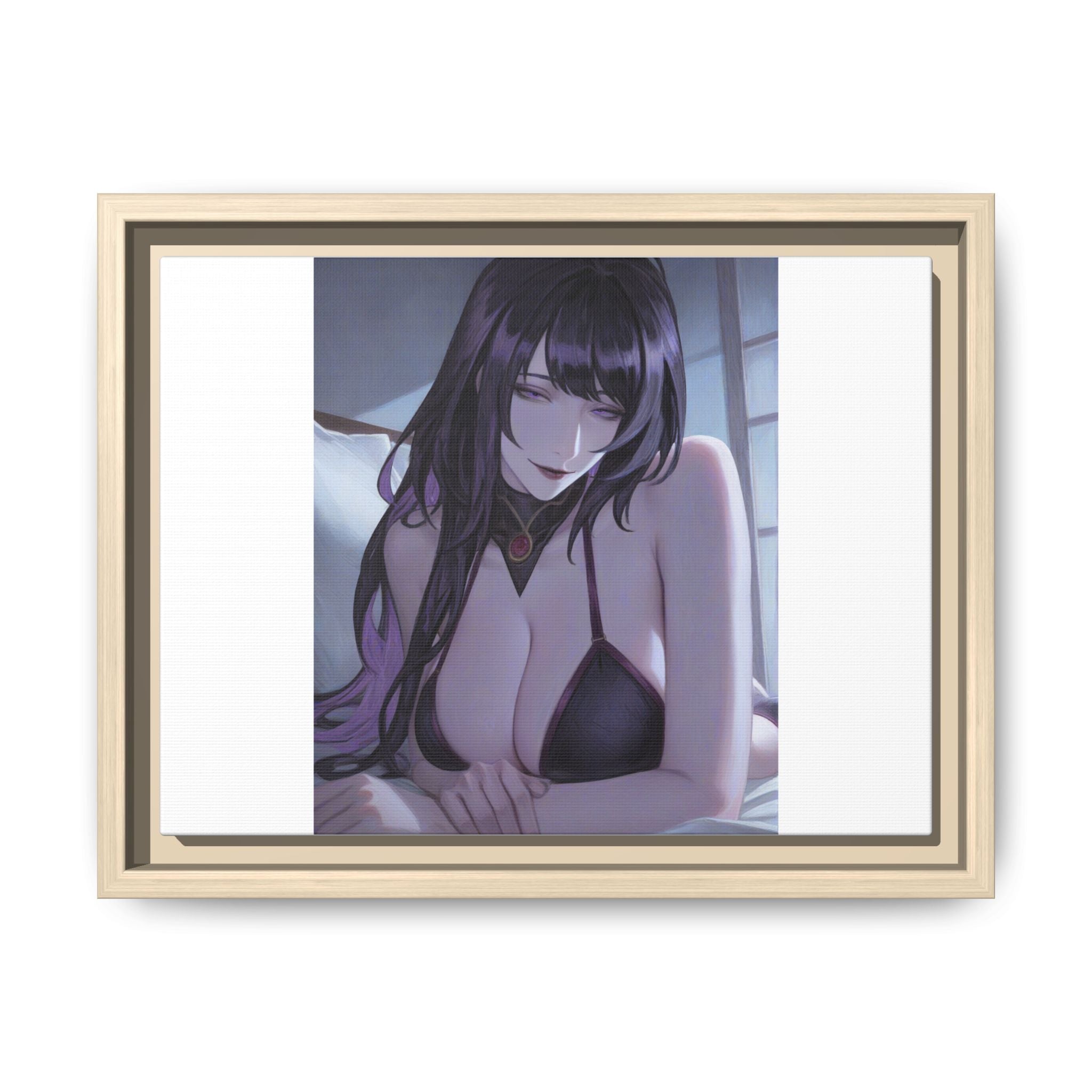 Framed Matte Canvas Print — Moody Anime Woman Portrait