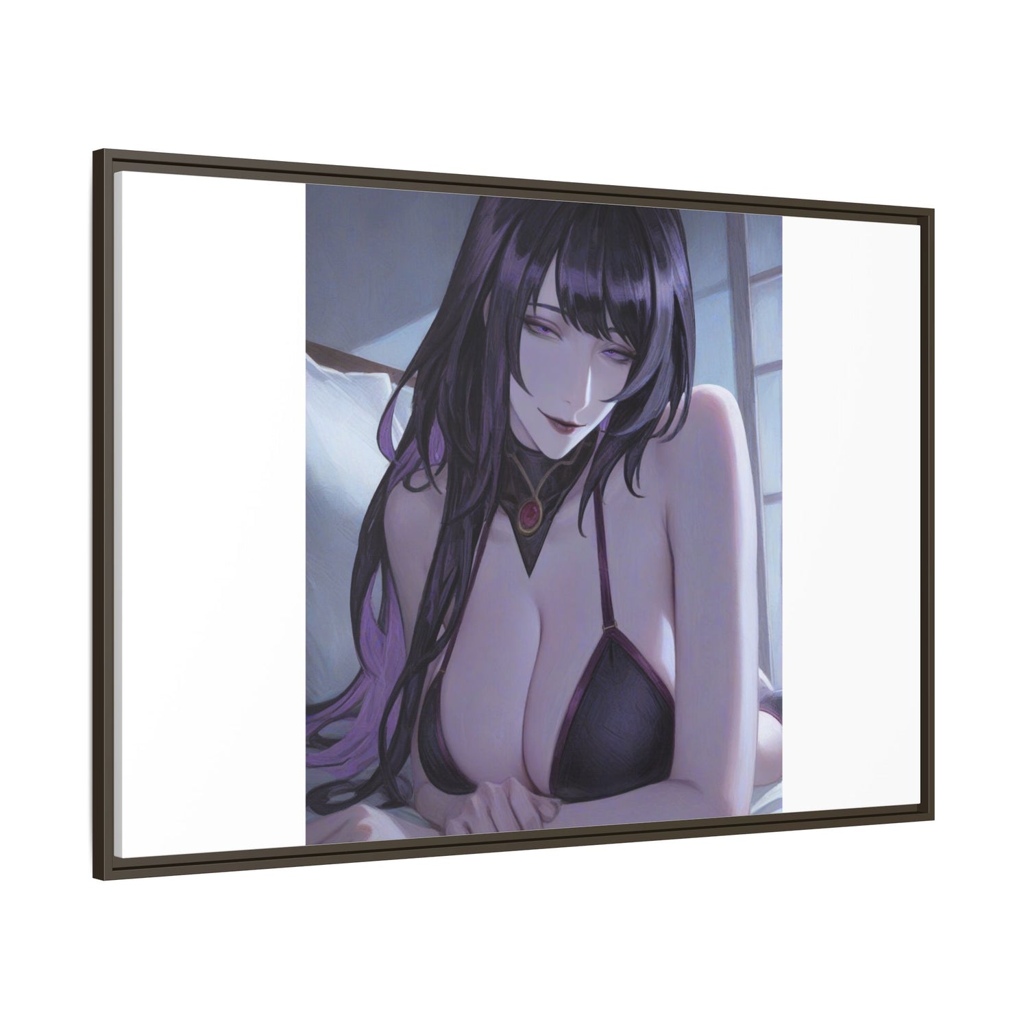Framed Matte Canvas Print — Moody Anime Woman Portrait