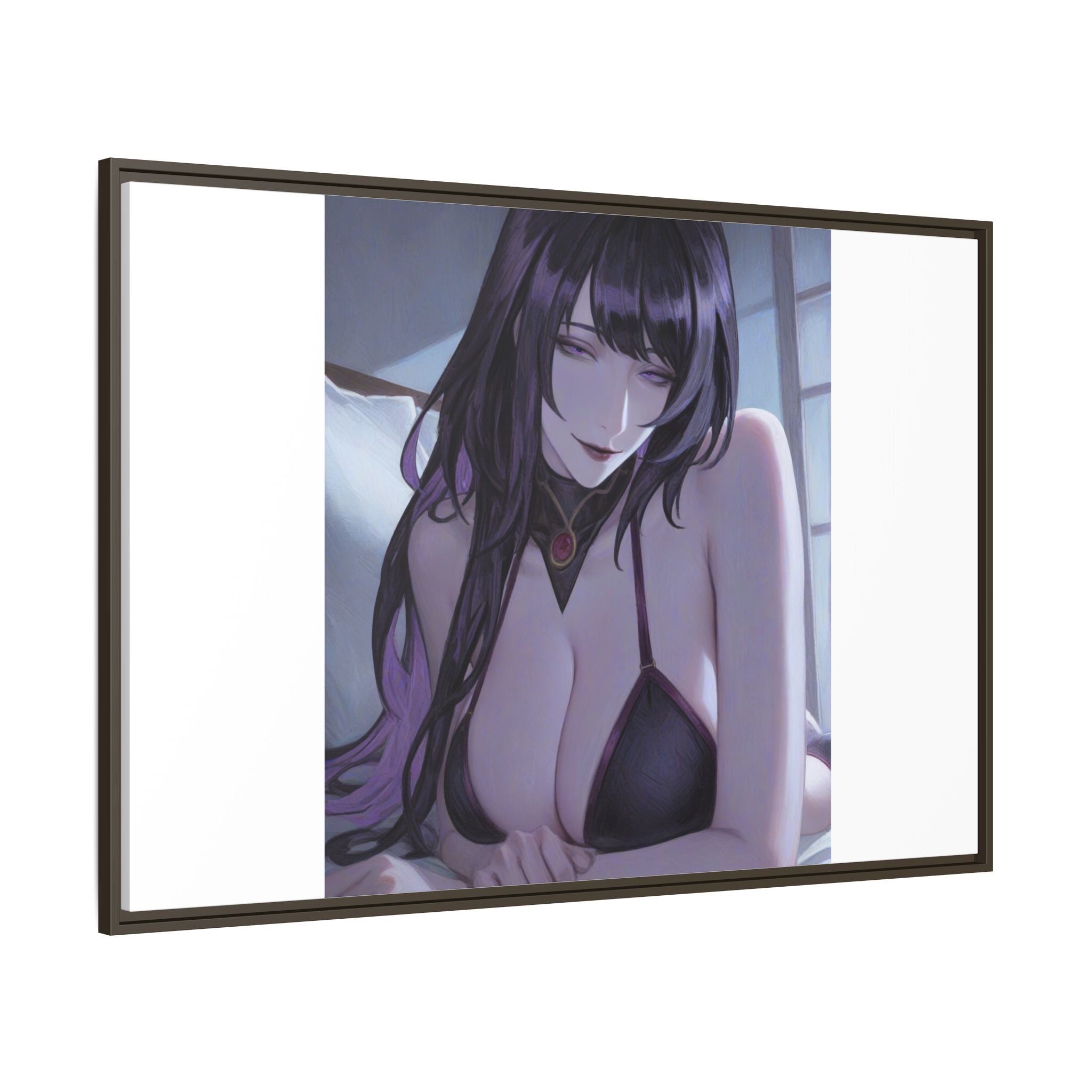 Framed Matte Canvas Print — Moody Anime Woman Portrait