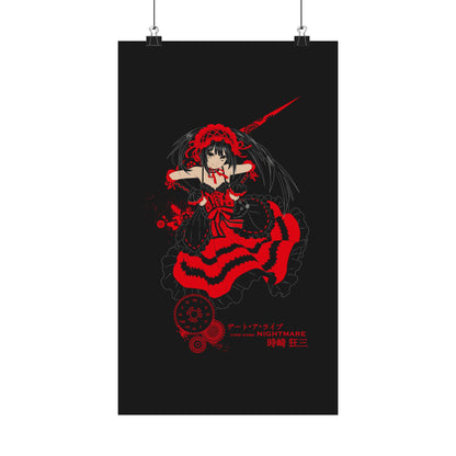Anime Gothic Poster — Red &amp; Black Kurumi Nightcore Matte Vertical Print