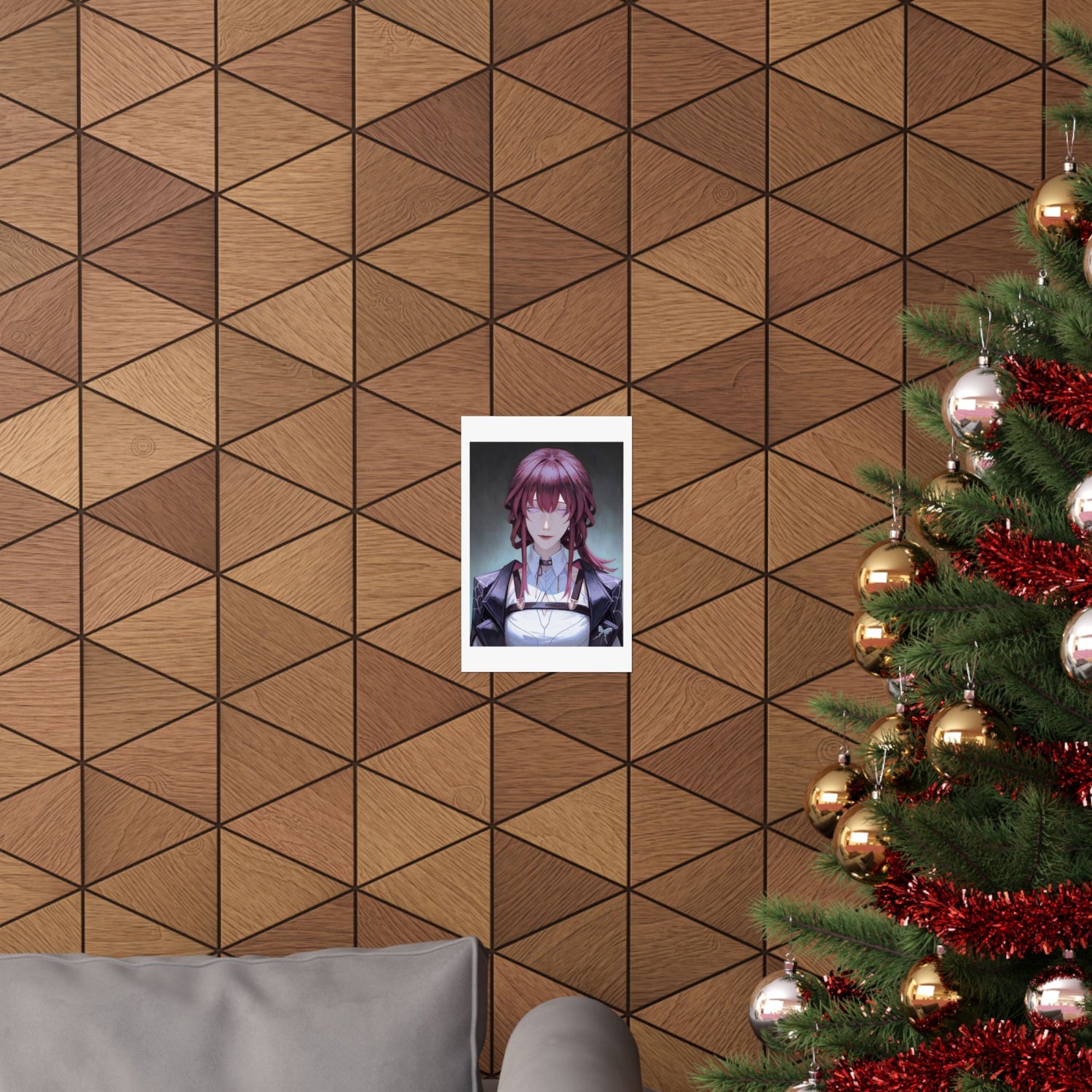 Anime Portrait Poster — Moody Red‑Haired Character Matte Vertical Art Print