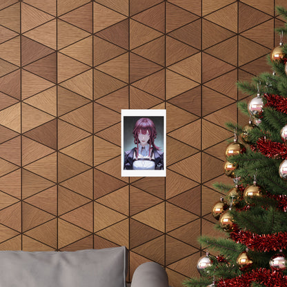 Anime Portrait Poster — Moody Red‑Haired Character Matte Vertical Art Print