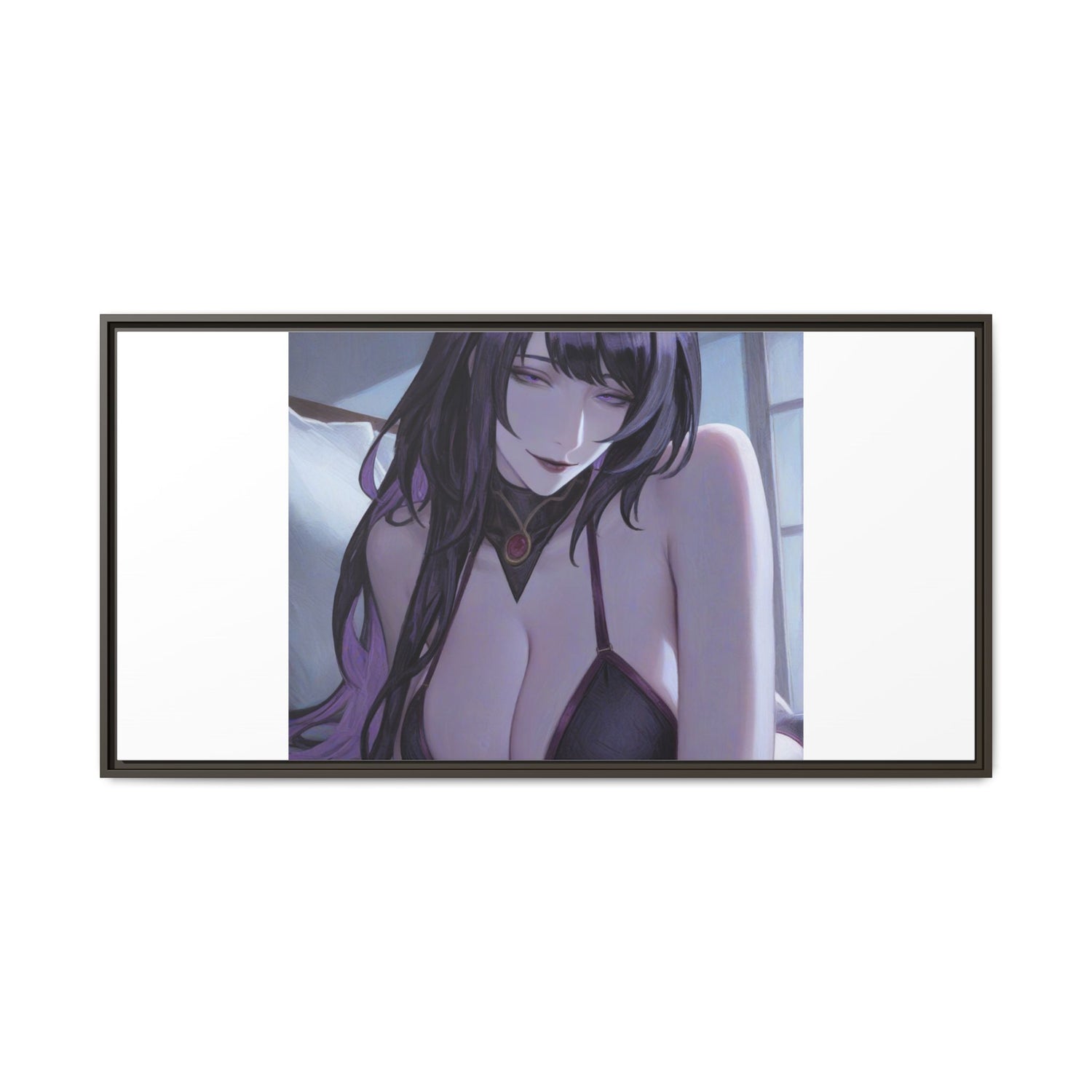 Framed Matte Canvas Print — Moody Anime Woman Portrait
