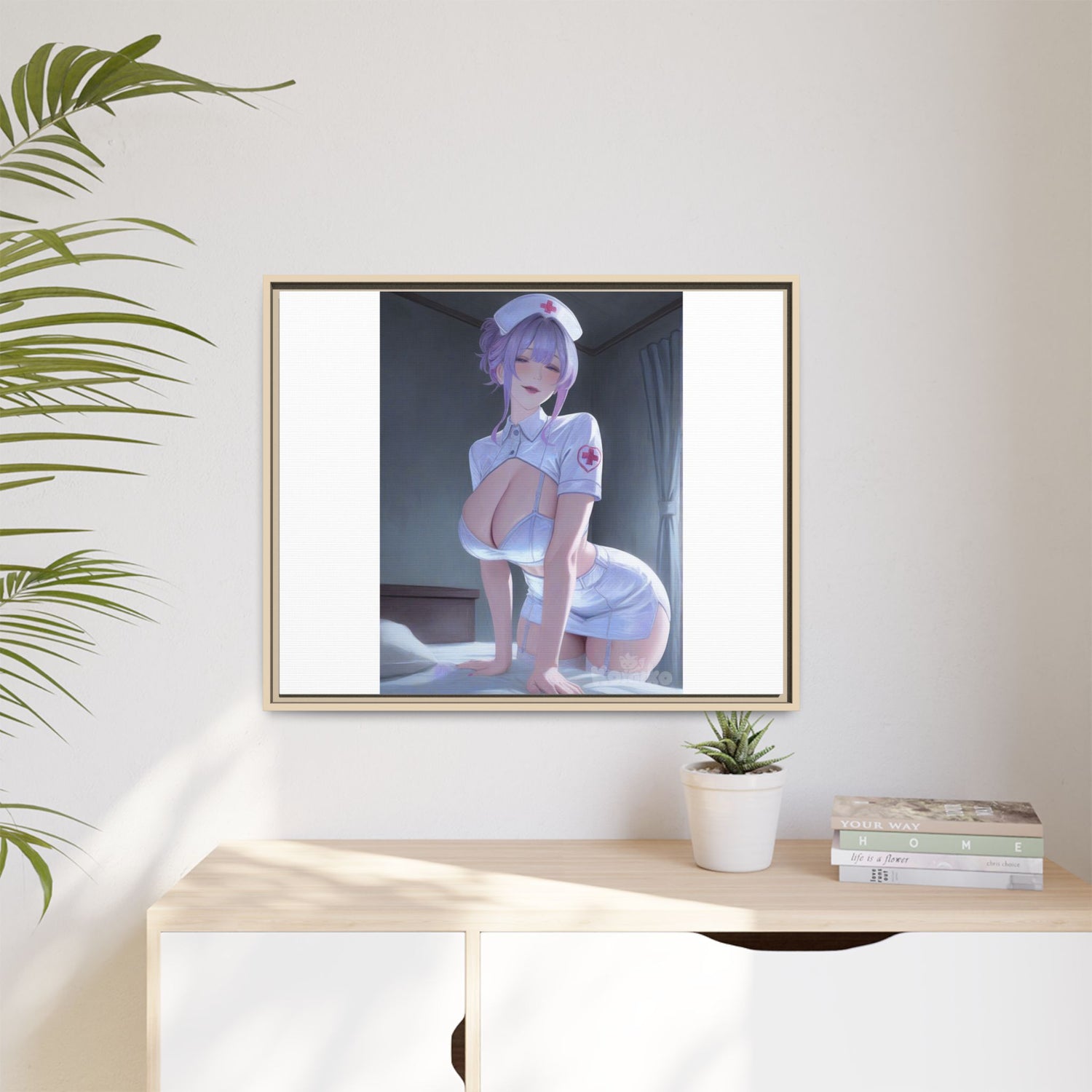 Sexy Anime Nurse Matte Canvas Print (Framed)