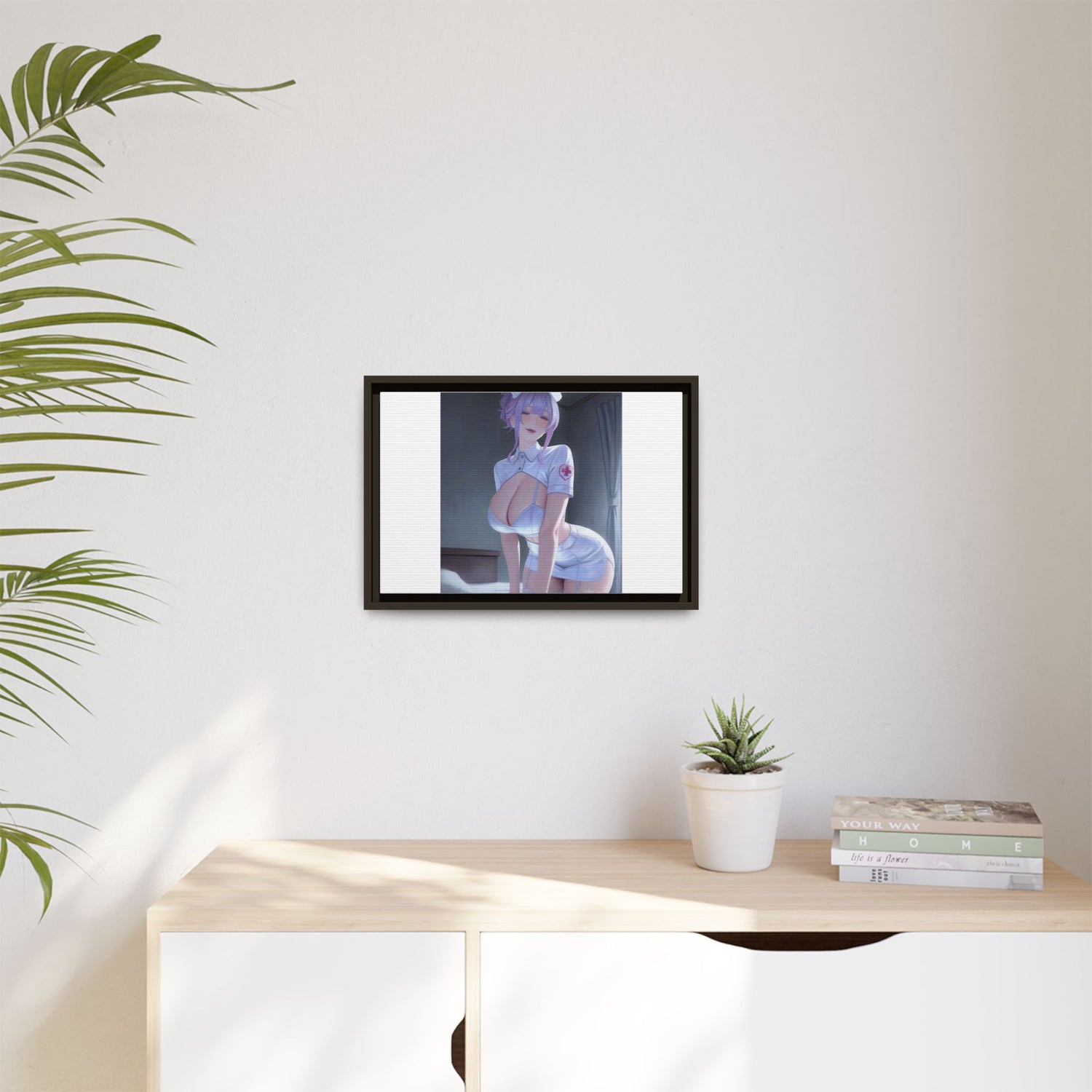 Sexy Anime Nurse Matte Canvas Print (Framed)