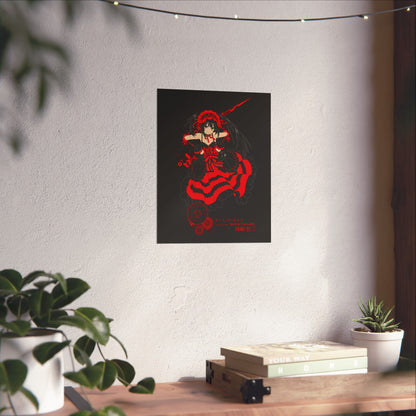 Anime Gothic Poster — Red &amp; Black Kurumi Nightcore Matte Vertical Print