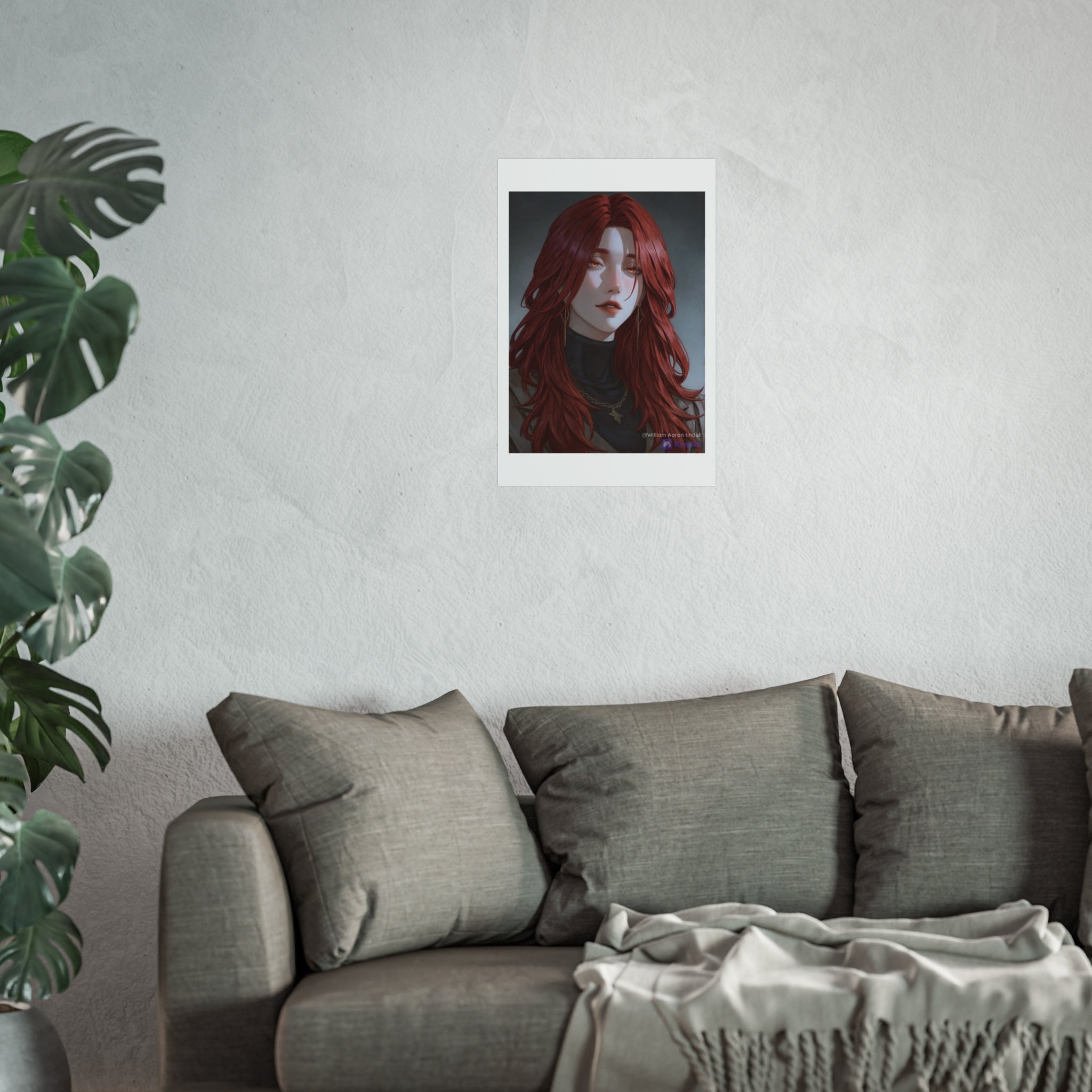 Fine Art Poster — Red-Haired Gothic Portrait, Moody Decorative Wall Art