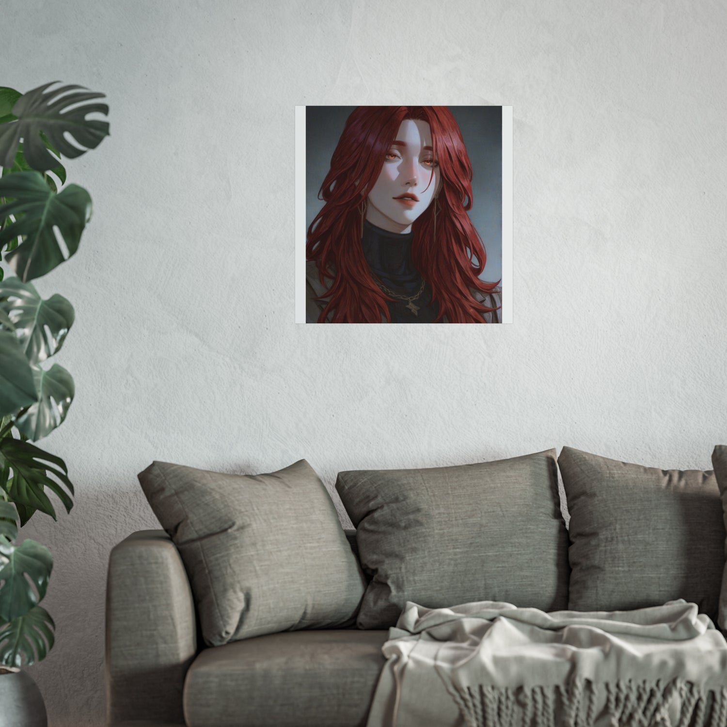 Fine Art Poster — Red-Haired Gothic Portrait, Moody Decorative Wall Art