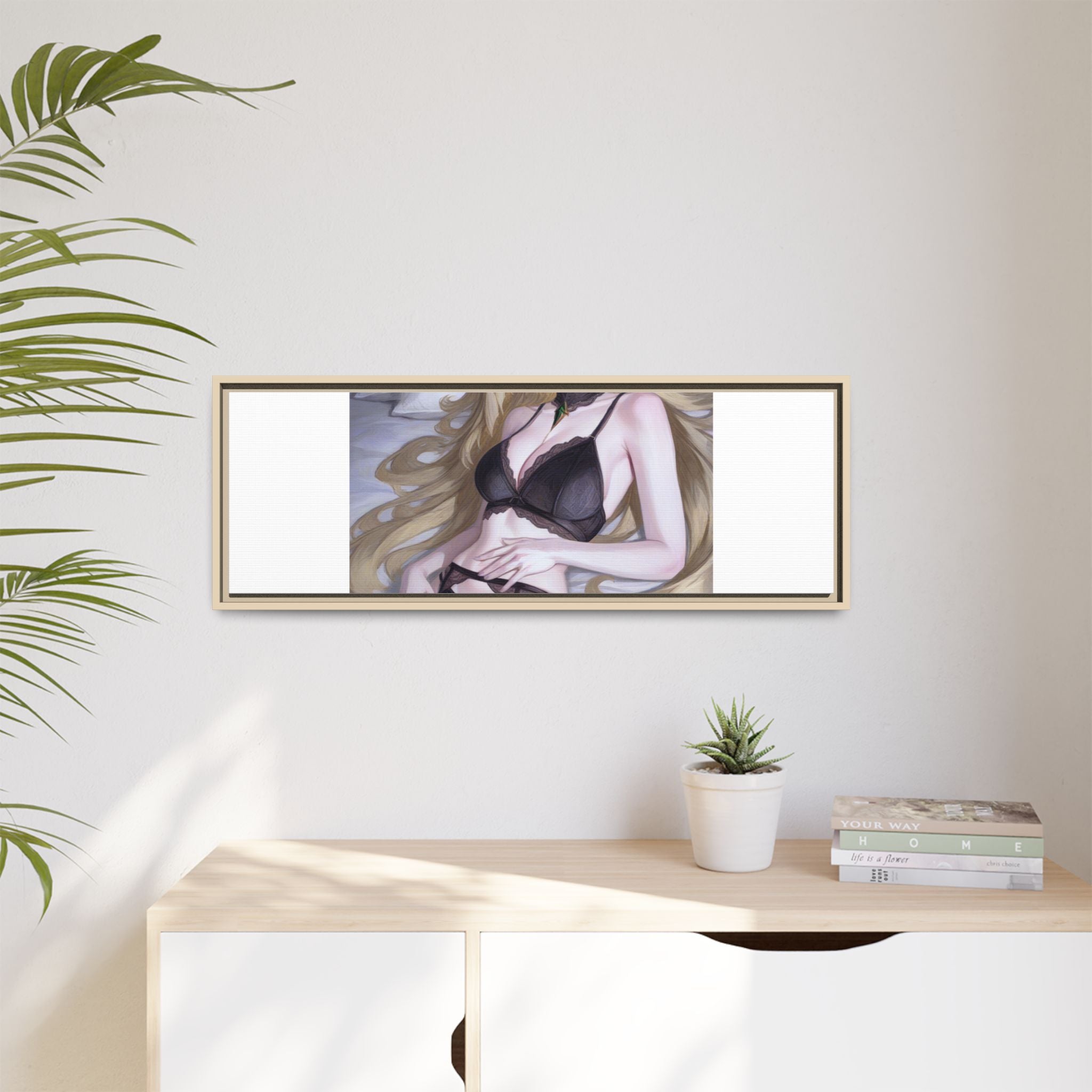 Framed Matte Canvas Print — Sleepy Blonde Anime Pinup