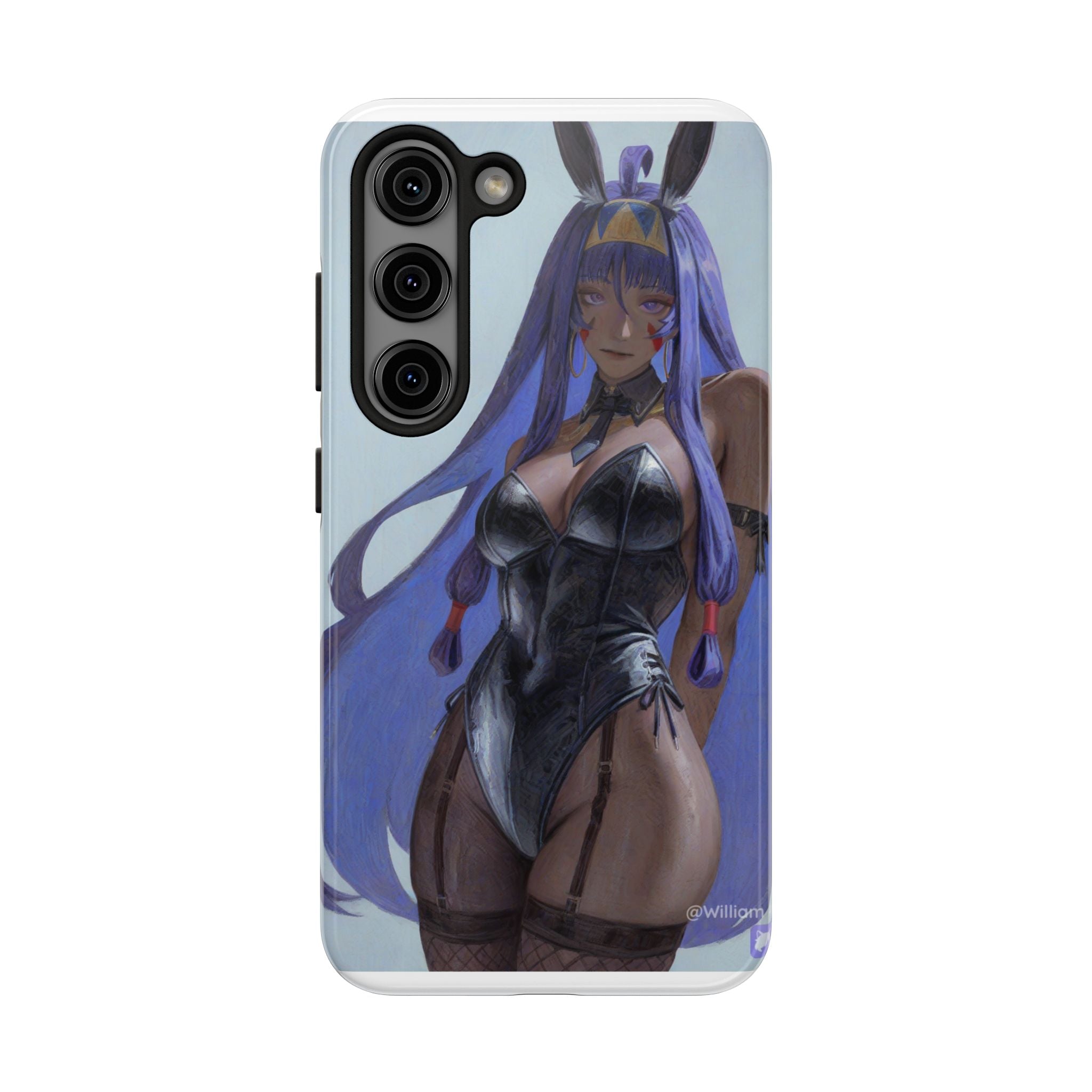 Bunny Girl Tough Phone Case — Anime Purple-Haired Character Protective Cover