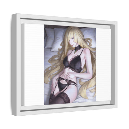 Framed Matte Canvas Print — Sleepy Blonde Anime Pinup