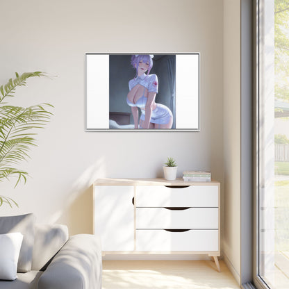 Sexy Anime Nurse Matte Canvas Print (Framed)