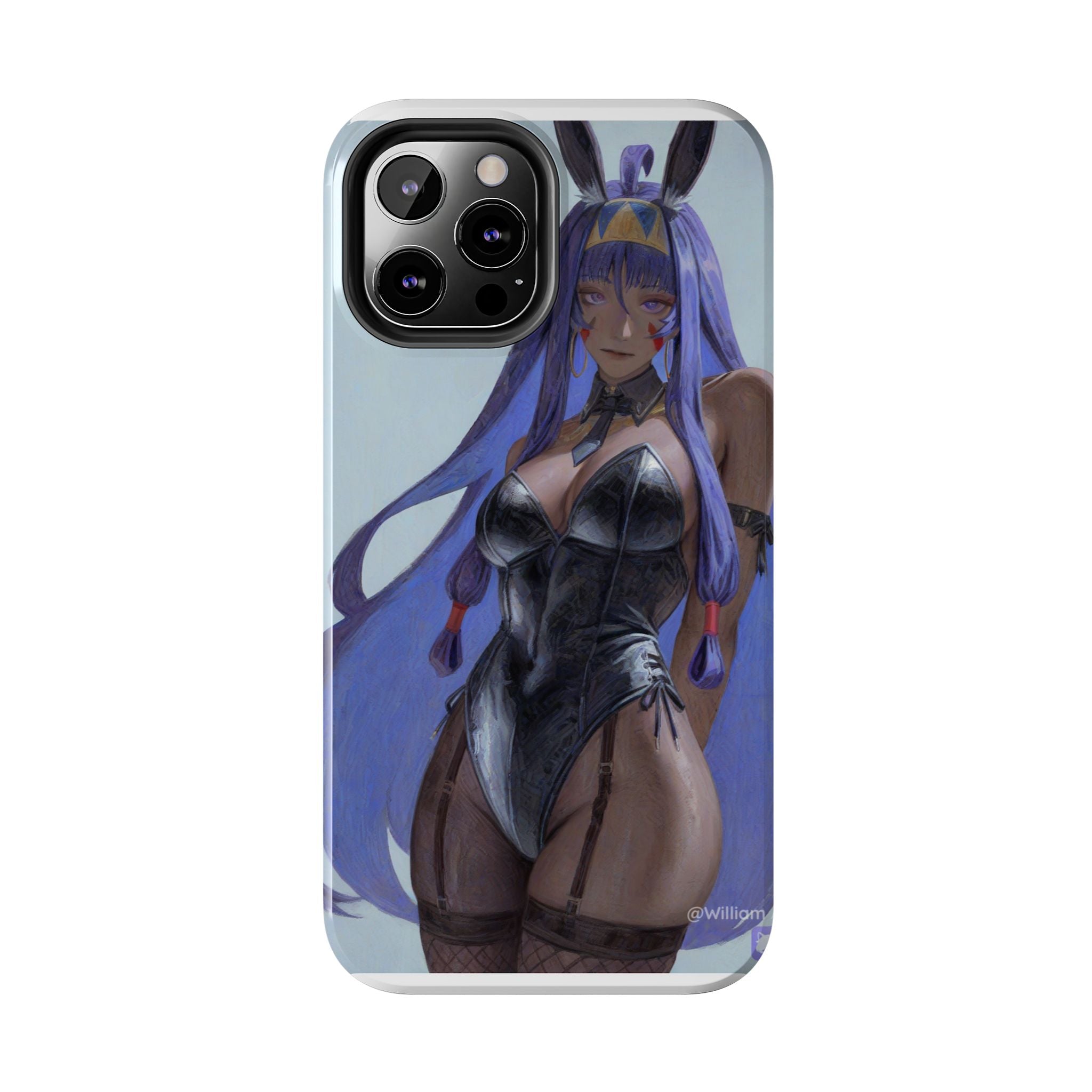 Bunny Girl Tough Phone Case — Anime Purple-Haired Character Protective Cover