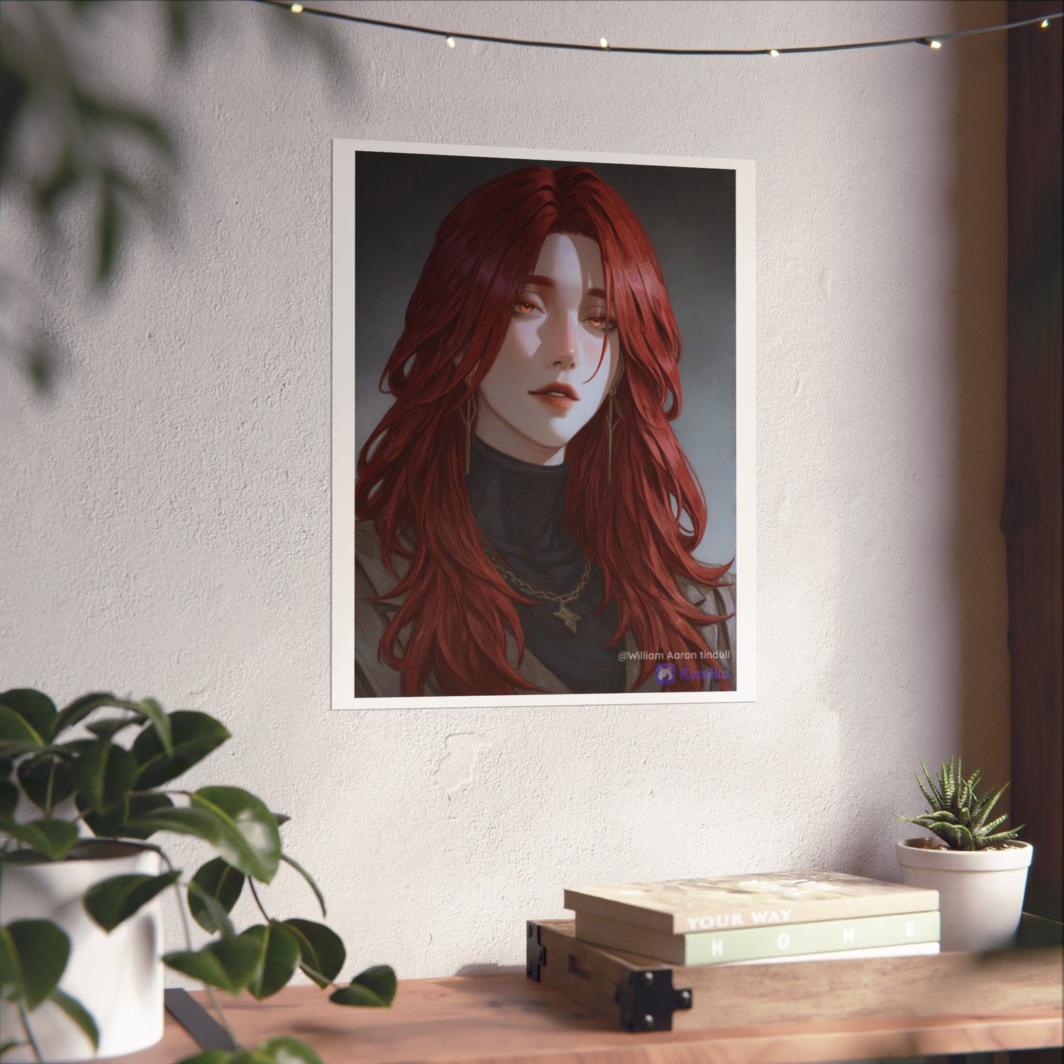 Red-Haired Muse Matte Vertical Poster — Moody Portrait Art Print