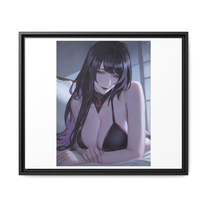 Framed Matte Canvas Print — Moody Anime Woman Portrait