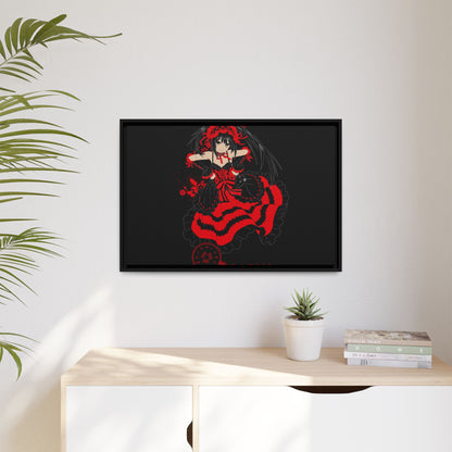 Anime Warrior Red Black Matte Canvas Print — Framed Wall Art