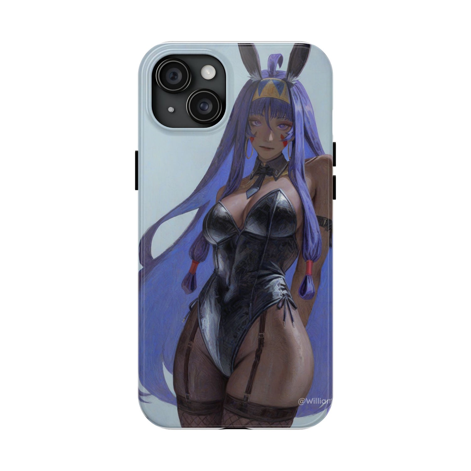 Bunny Girl Tough Phone Case — Anime Purple-Haired Character Protective Cover